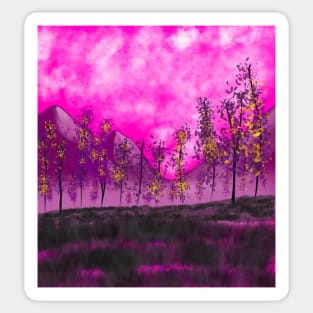 Pink Fairytale Mountains Sticker